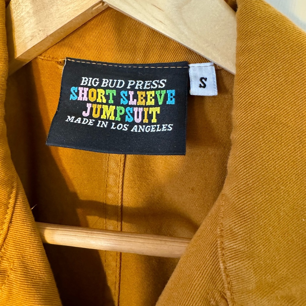 Big Bud Press Short Sleeve Jumpsuit Small, Spicy Mustsrd